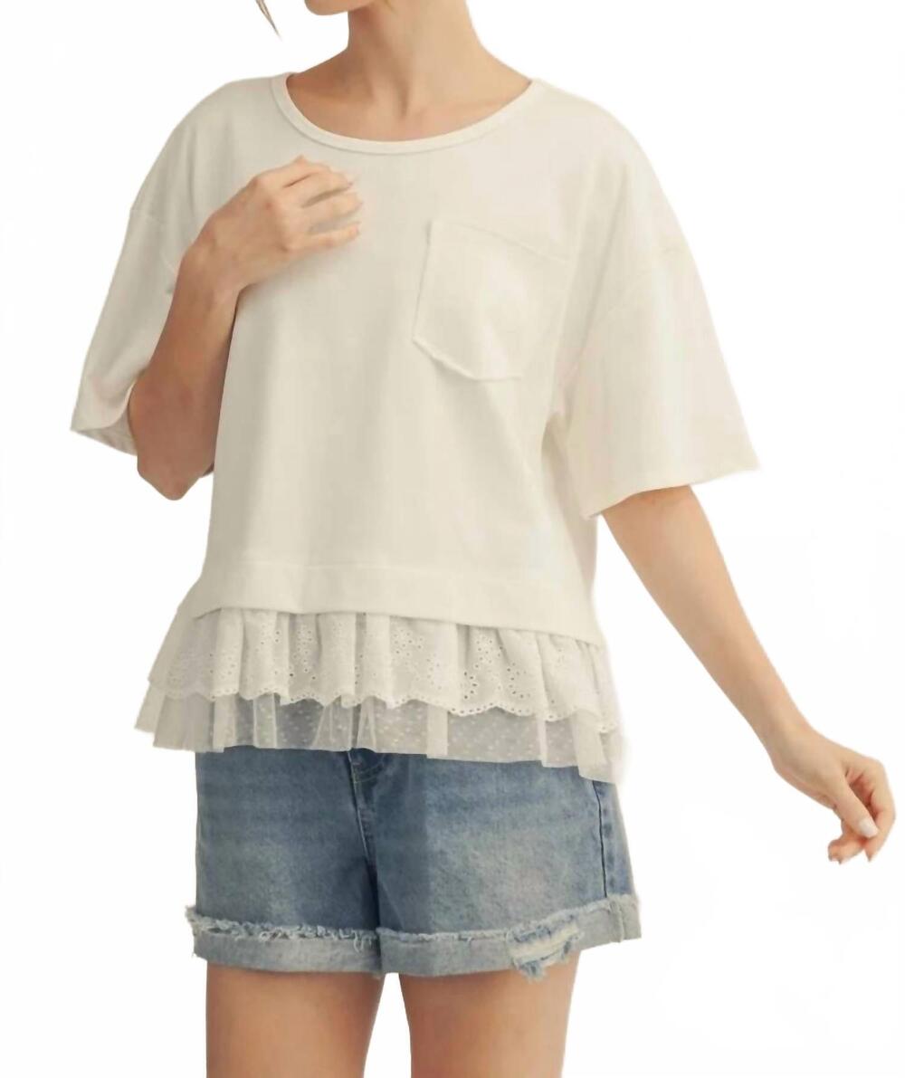 NEW JODIFL mesh ruffle top in white